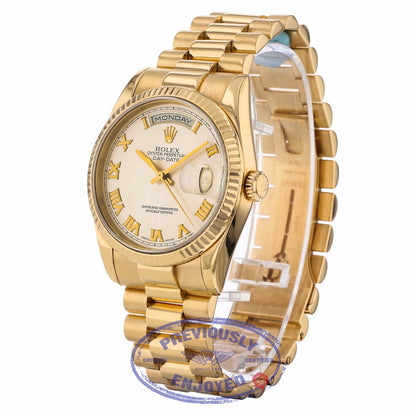Rolex Day-Date President 36mm Everose Pink Roman Dial Fluted Bezel President Bracelet 118235 E24VM6 - Beverly Hills Watch Company