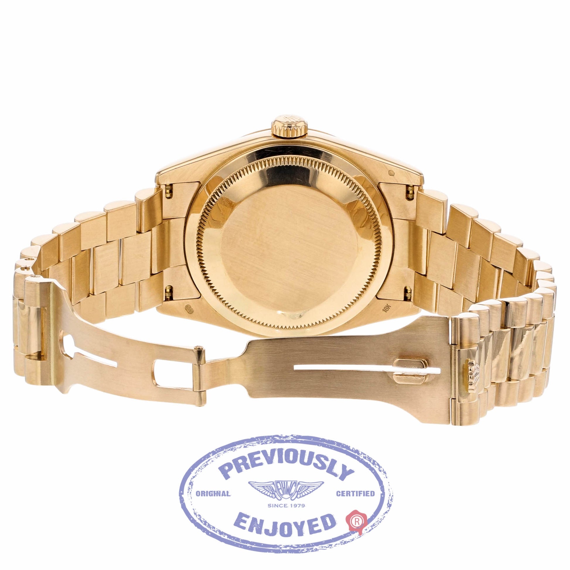 Rolex Day-Date President 36mm Everose Pink Roman Dial Fluted Bezel President Bracelet 118235 E24VM6 - Beverly Hills Watch Company