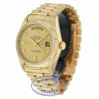 Rolex Day-Date 36MM President 18k Yellow Gold Diamond and Baguette Markers 18038 CVVRFQ - Beverly Hills Watch Company