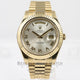Rolex Day Date II 41mm 18K Yellow Gold President Bracelet Fluted Bezel Silver Roman Dial Watch 218238 Beverly Hills Watch Company Watches