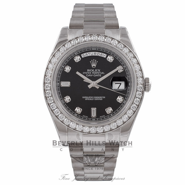 Rolex Day-Date II President 18K White Gold Diamond Bezel and Dial 218349 1U3VH8 - Beverly Hills Watch Store