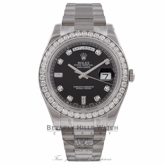 Rolex Day-Date II President 18K White Gold Diamond Bezel and Dial 218349 1U3VH8 - Beverly Hills Watch Store