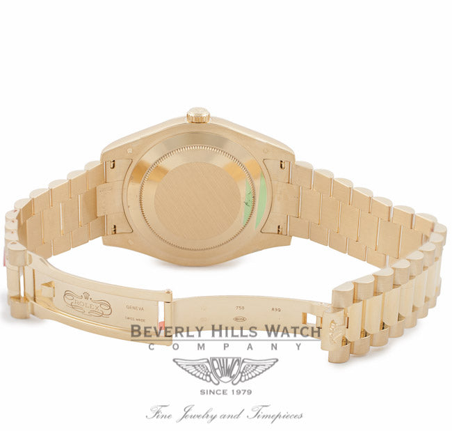 Rolex Day-Date II President 41MM 18K Yellow Gold Fluted Bezel Champagne Dial 218238 YQ2W5F - Beverly Hills Watch Company Watch Store