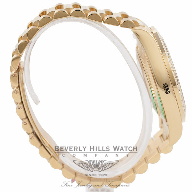 Rolex Day-Date II President 41MM 18k Yellow Gold Diamond Bezel Diamond and Ruby Markers on Champagne Dial 218348 5TKIQI - Beverly Hills Watch Company Watch Store