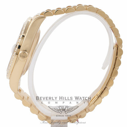 Rolex Day-Date II President 41MM 18k Yellow Gold Diamond Bezel Diamond and Ruby Markers on Champagne Dial 218348 5TKIQI - Beverly Hills Watch Company Watch Store