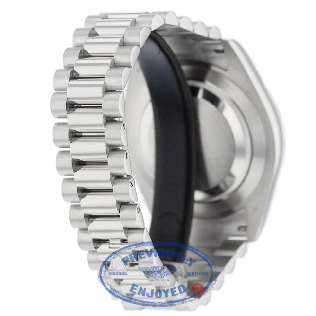 Rolex Day Date II President Platinum Black Roman dial 218206 U55N46 - Beverly Hills Watch Company