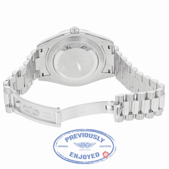 Rolex Day Date II President Platinum Black Roman dial 218206 U55N46 - Beverly Hills Watch Company