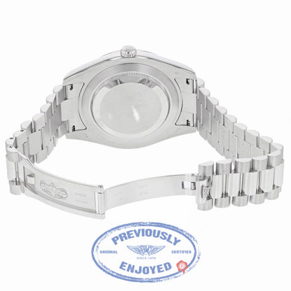 Rolex Day Date II President Platinum Black Roman dial 218206 U55N46 - Beverly Hills Watch Company