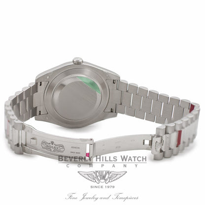 Rolex Day-Date II President 41MM Platinum Ice Blue Concentric Dial 218206 DCZLHF - Beverly Hills Watch Company Watch Store