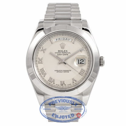 Rolex Day-Date II President 41MM Platinum Ivory Concentric Dial 218206 VD4BUT - Beverly Hills Watch Company Watch Store
