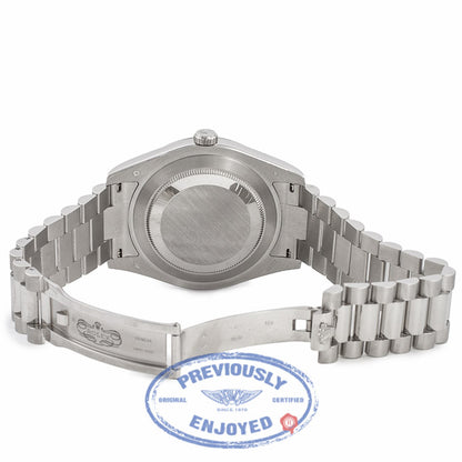 Rolex Day-Date II President 41MM Platinum Ivory Concentric Dial 218206 VD4BUT - Beverly Hills Watch Company Watch Store
