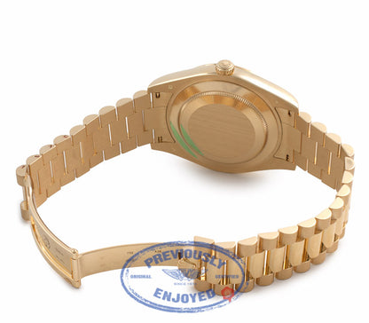 Rolex Day-Date II President 18K Yellow Gold 41MM Fluted Bezel Wave Dial 218238 C1FARN - Beverly Hills Watch Store