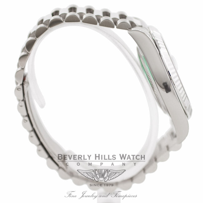 Rolex Day-Date II 18K White Gold Black Roman Dial Fluted Bezel President 218239  EUZYVQ - Beverly Hills Watch Company Watch Store