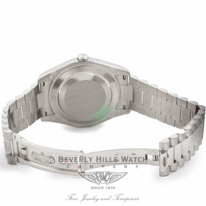 Rolex Day-Date II 18K White Gold Black Roman Dial Fluted Bezel President 218239  EUZYVQ - Beverly Hills Watch Company Watch Store