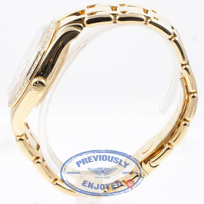 Rolex Day-Date Masterpiece 18K Yellow Gold Bracelet Mother of Pearl Diamond Dial Full Diamond Bezel Watch 18948 Beverly Hills Watch Company Watch Store