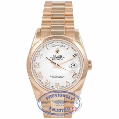 Rolex Day-Date Oyster Perpetual 18k Rose Gold 36MM 118205 TDWAWP - Beverly Hills Watch Company Watch Store
