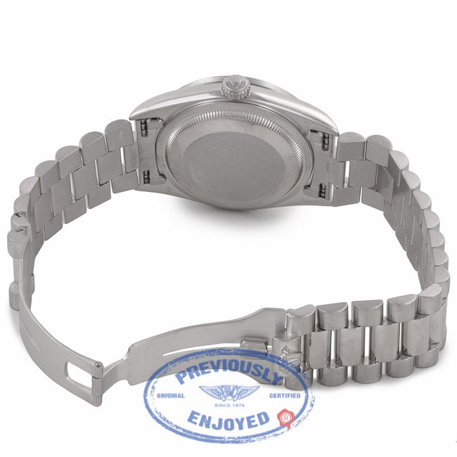 Rolex Platinum President Day Date 36mm Blue Diamond Dial Diamond Bezel 18206 DPJX8K - Beverly Hills Watch Company Watch Store