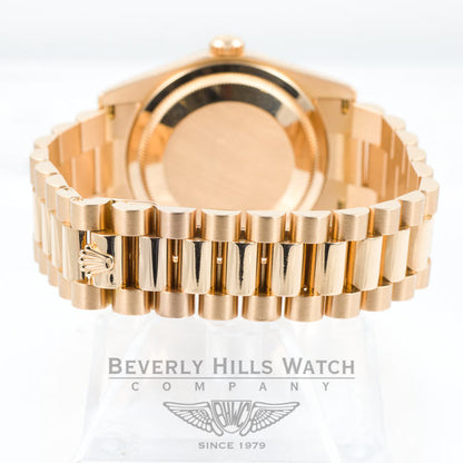 Rolex Day Date 18K Rose Gold President Bracelet Silver Diamond Dial Watch 118205 Beverly Hills Watch Company Watches
