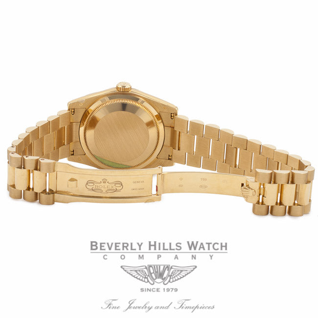 Rolex Day-Date President Bracelet 18K Yellow Gold Fluted Bezel Champagne Dial 118238 6PQTWP - Beverly Hills Watch Company Watch Store