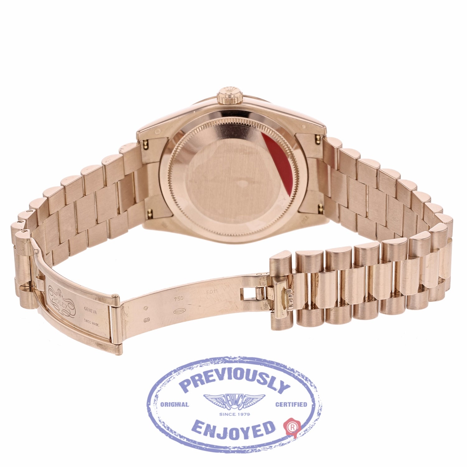 Rolex Day Date 36mm President Bracelet 18K Rose Gold Bracelet Black Arabic Numeral Dial 118205 ZN7T84 - Beverly Hills Watch Company