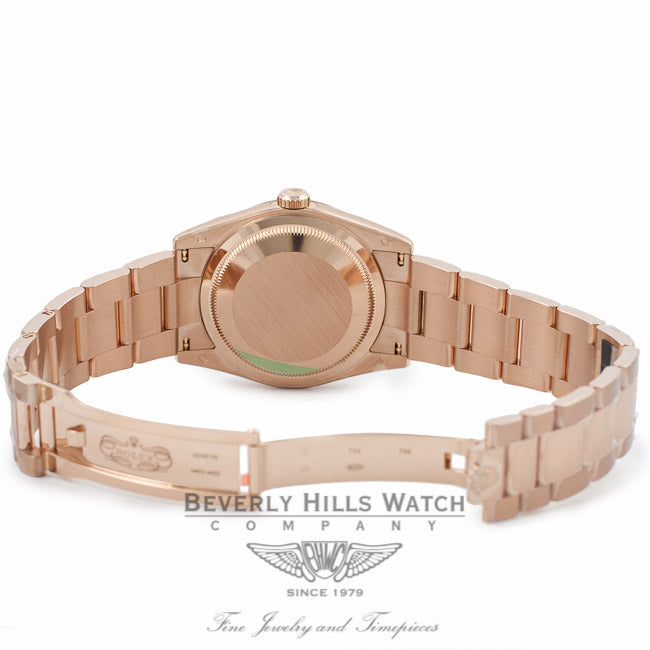 Rolex Day-Date 36mm Rose Gold Oyster Bracelet Bronze Diamond/Ruby Dial 118205 KVEFLH Beverly Hills Watch Company Watch Store