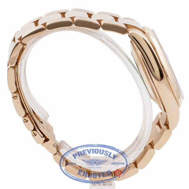 Rolex Day-Date President 36MM 18k Rose Gold Pink Champagne Diamond Dial 118205 WUMIM4 - Beverly Hills Watch Company Watch Store