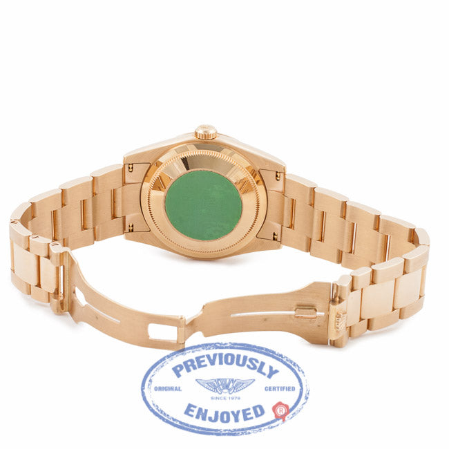 Rolex Day-Date President 36MM 18k Rose Gold Pink Champagne Diamond Dial 118205 WUMIM4 - Beverly Hills Watch Company Watch Store