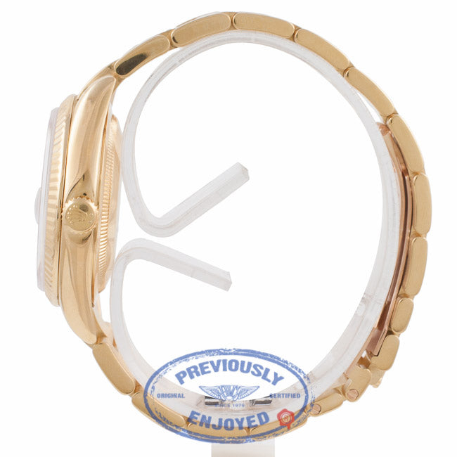 Rolex Day-Date President 18K Yellow Gold Fluted Bezel Champagne Dial Oyster Bracelet 118238 RH8F23 - Beverly Hills Watch Company Watch Store