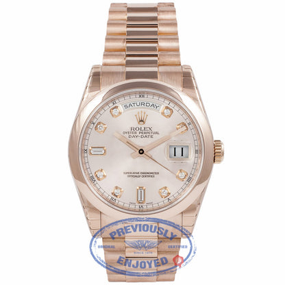 Rolex Day-Date President 18k Rose Gold Pink Champagne Dial 118205 Q3CZBH - Beverly Hills Watch Company Watch Store