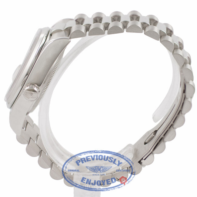 Rolex Day Date President 36MM Platinum Domed Bezel Silver Dial 118206 M5PXH4 - Beverly Hills Watch Company Watch Store