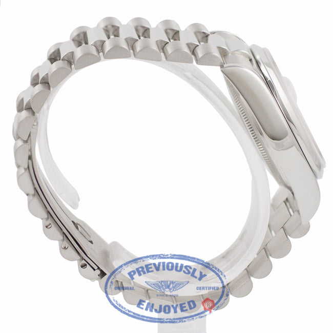 Rolex Day Date President 36MM Platinum Domed Bezel Silver Dial 118206 M5PXH4 - Beverly Hills Watch Company Watch Store