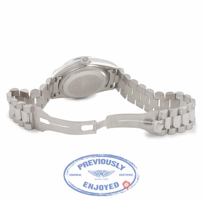 Rolex Day Date President 36MM Platinum Domed Bezel Silver Dial 118206 M5PXH4 - Beverly Hills Watch Company Watch Store