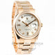 ROLEX Day Date Rose Gold Oyster Bracelet Smooth Bezel Silver Diamond Dial Watch 118205 Beverly Hills Watch Company Watches