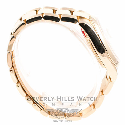 ROLEX Day Date Rose Gold Oyster Bracelet Smooth Bezel Silver Diamond Dial Watch 118205 Beverly Hills Watch Company Watches