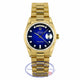 Rolex Day-Date 36mm 18k Yellow Gold President Bracelet Blue Diamond & Baguette Dial 18038 TRP28J - Beverly Hills Watch