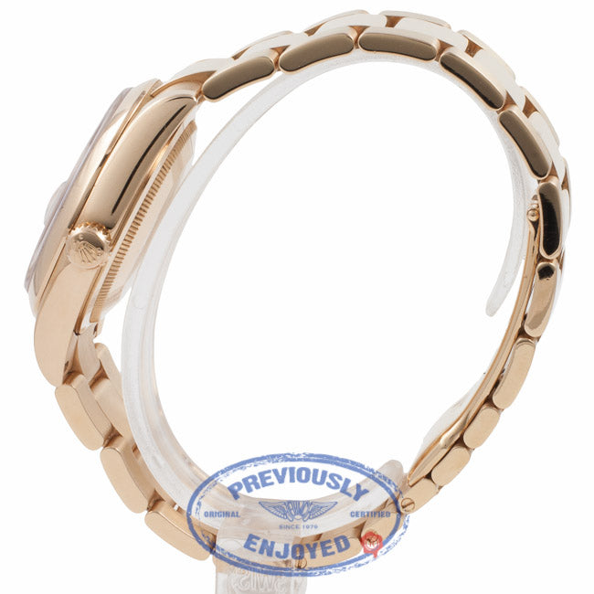 Rolex Day-Date Rose Gold Champagne Diamond Dial 36mm Smooth Bezel Watch 118205 Beverly Hills Watch Company Watch Store