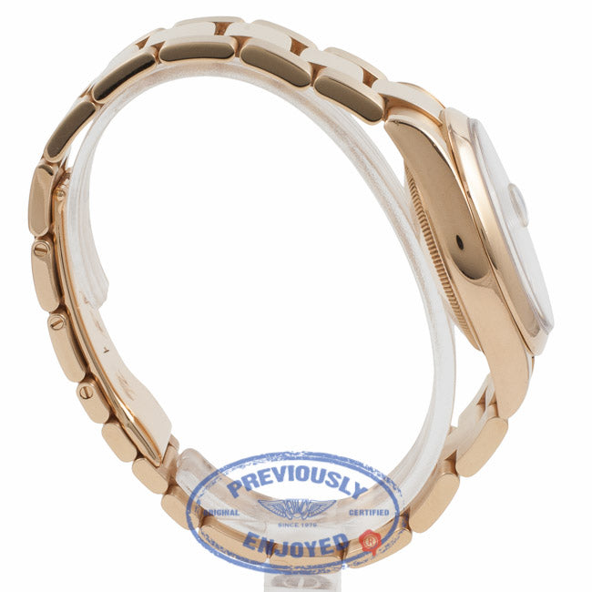 Rolex Day-Date Rose Gold Champagne Diamond Dial 36mm Smooth Bezel Watch 118205 Beverly Hills Watch Company Watch Store