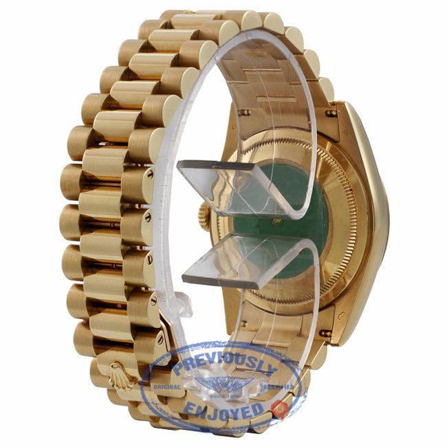 Rolex Day-Date President 36mm 18k Yellow Gold Fluted Bezel Black Dial 118208 WDWRP5 - Beverly Hills Watch Company