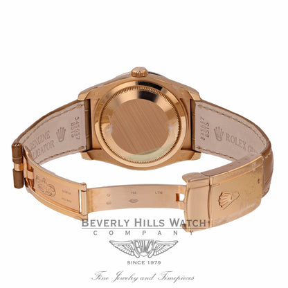 Rolex Datejust Royal Pink 36MM 18k Rose Gold Diamond Bezel Black Diamond Paved Pink Gold Dial 116185 82NCR8 - Beverly Hills Watch Company Watch Store