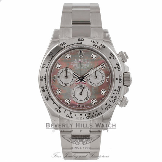 Rolex Daytona 40MM Chronograph 18K White Gold Mother of Pearl Diamond Dial 116509 - Beverly Hills Watch Store
