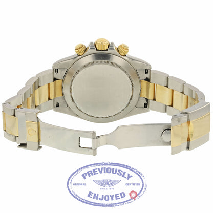 Rolex Daytona Yellow Gold & Steel Black Mother Of Pearl Dial 116523 XVJZM2 - Beverly Hills Watch Company