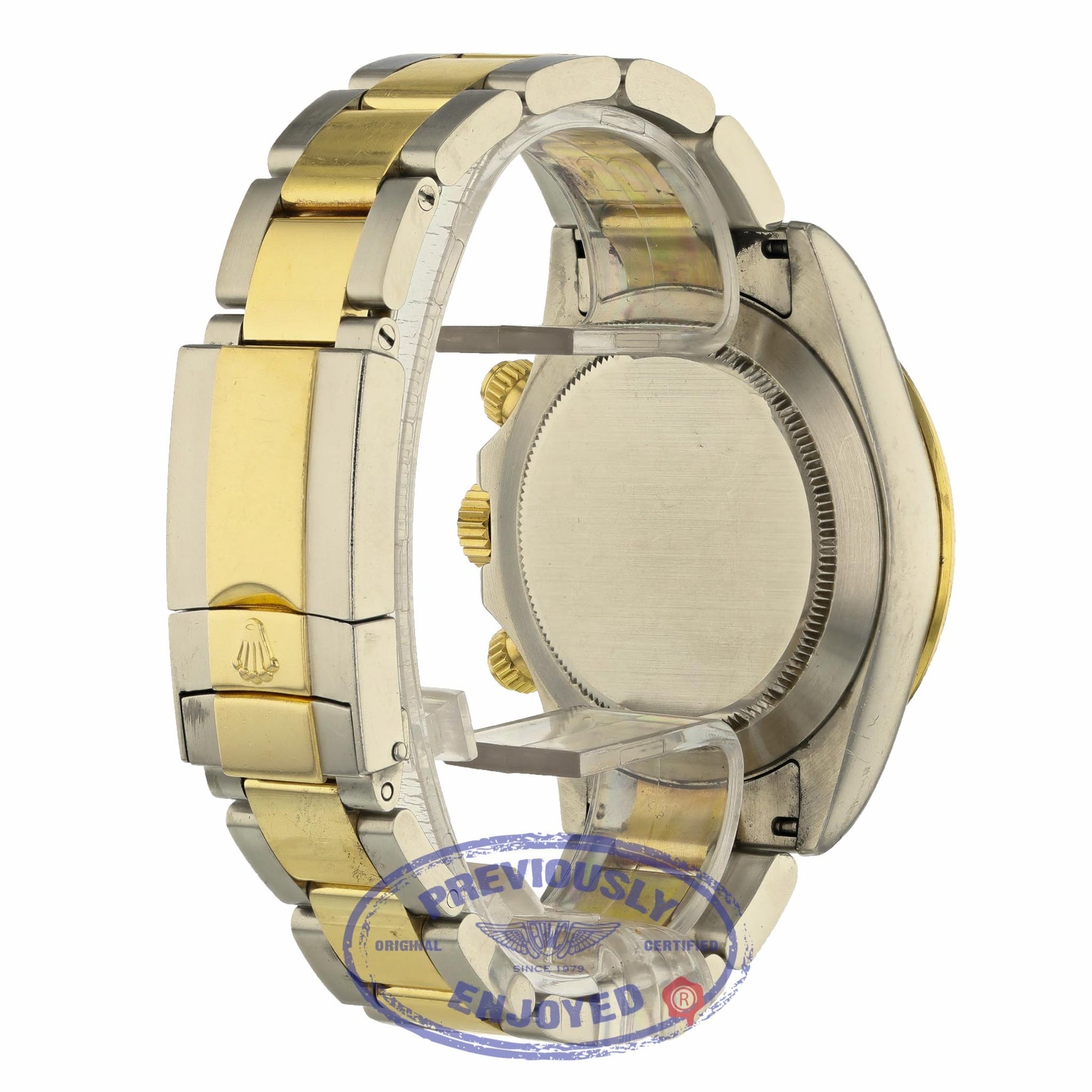 Rolex Daytona Yellow Gold & Steel Black Mother Of Pearl Dial 116523 XVJZM2 - Beverly Hills Watch Company