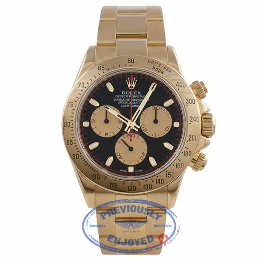 Rolex Daytona 18K Yellow Gold Black Dial Stick Markers 116528 N5UTPN - Beverly Hills Watch Company Watch Store