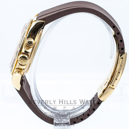 Rolex Daytona 18k Yellow Gold Case Brown Rubber B Strap Gold Deployment Buckle 16518 Beverly Hills Watch Company Watches