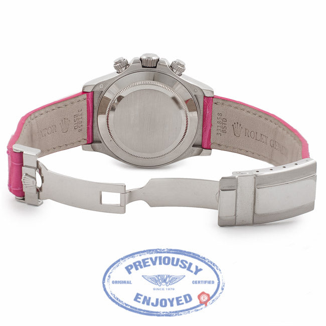 Rolex Daytona 40MM 18k White Gold Diamond Bezel Pink Mother of Pearl 116589 QTDN32 - Beverly Hills Watch Company Watch Store