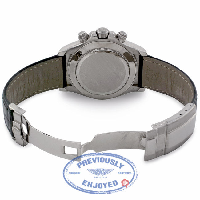 Rolex Daytona 40MM White Gold White Dial Black Alligator Strap 116519 2KPZ4L - Beverly Hills Watch Company