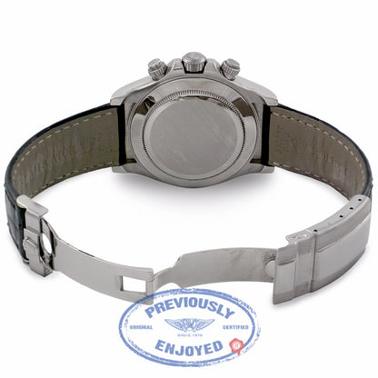 Rolex Daytona 40MM White Gold White Dial Black Alligator Strap 116519 2KPZ4L - Beverly Hills Watch Company