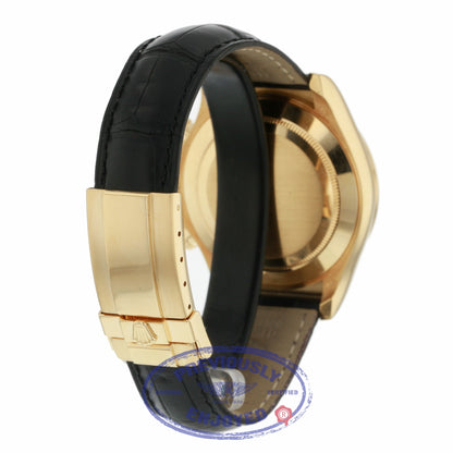 Rolex Daytona 40mm Yellow Gold Ivory Dial Black Sub-Dials Alligator Strap 116518 ZWZP81 - Beverly Hills Watch Company