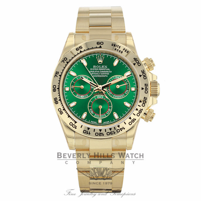 Rolex Oyster Perpetual Cosmograph Daytona Yellow Gold Anniversary Green 116508  - Beverly Hills Watch