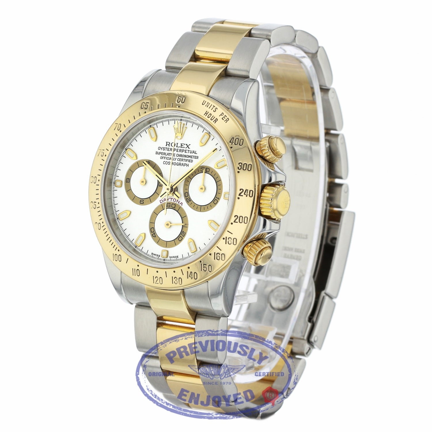 Rolex Daytona 40mm 18k Yellow Gold Stainless Steel White Dial 116523 8KWW86 - Beverly Hills Watch